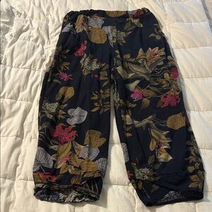 Floral Print Black Pants